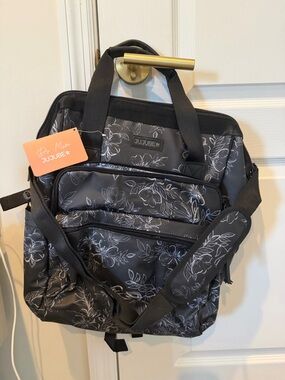 Jujube Dr. Mom structured diaper backpack Black Floral Print